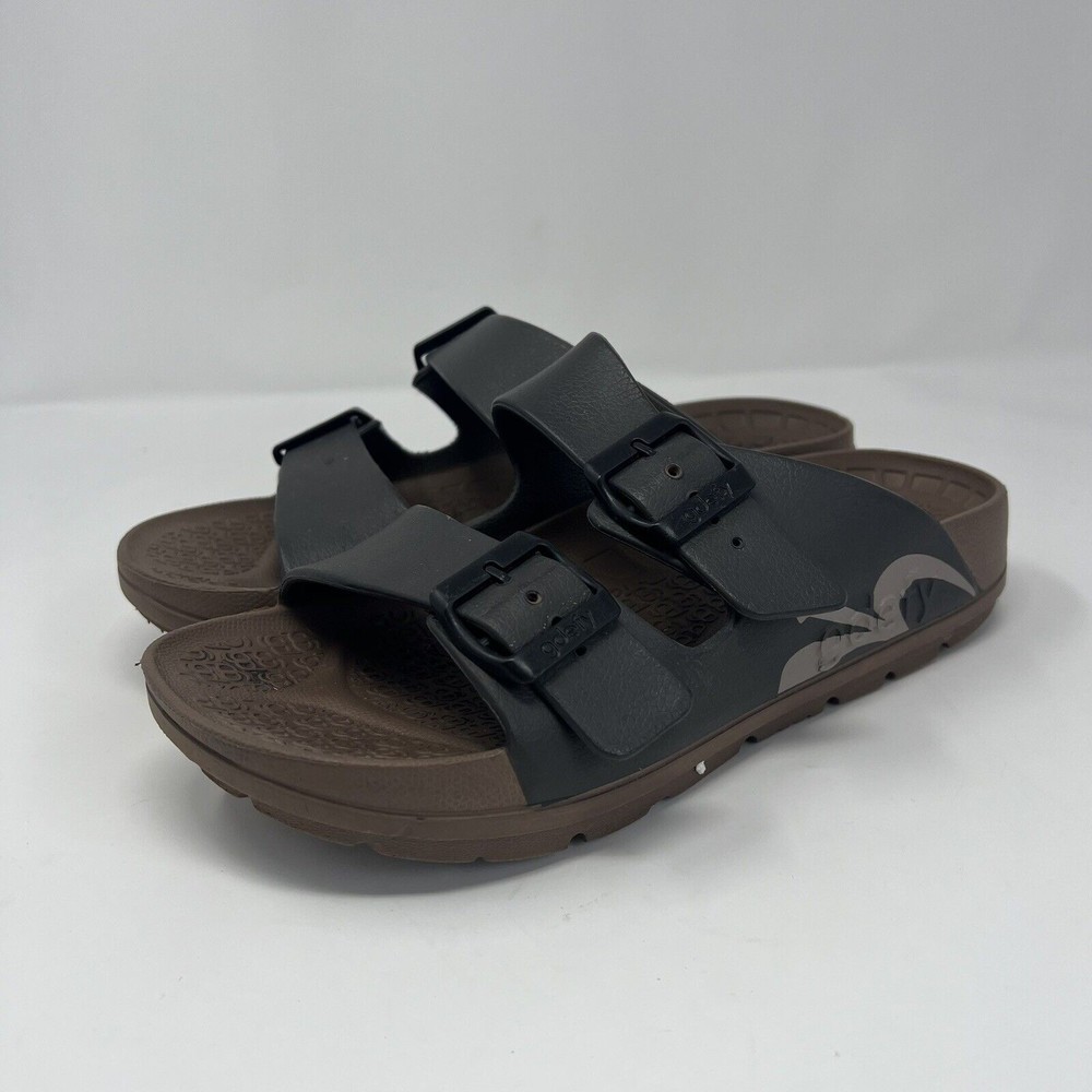 Gdefy Upbov Men's Size 9 Slide Recovery Sandals Brown Cushy Support Buckles